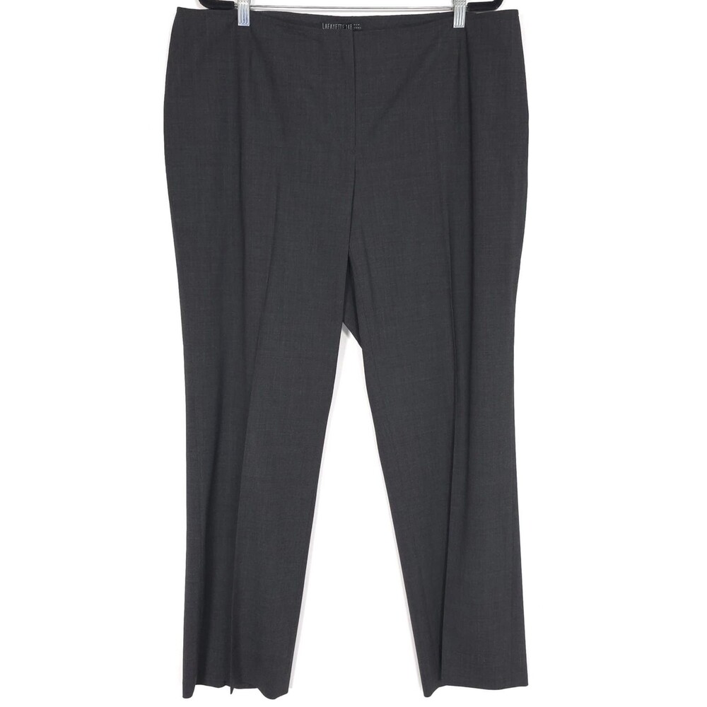 LAFAYETTE 148 Women’s Dress Pants Size‎ 16 VIRGIN WOOL Blend Trousers Dark Gray